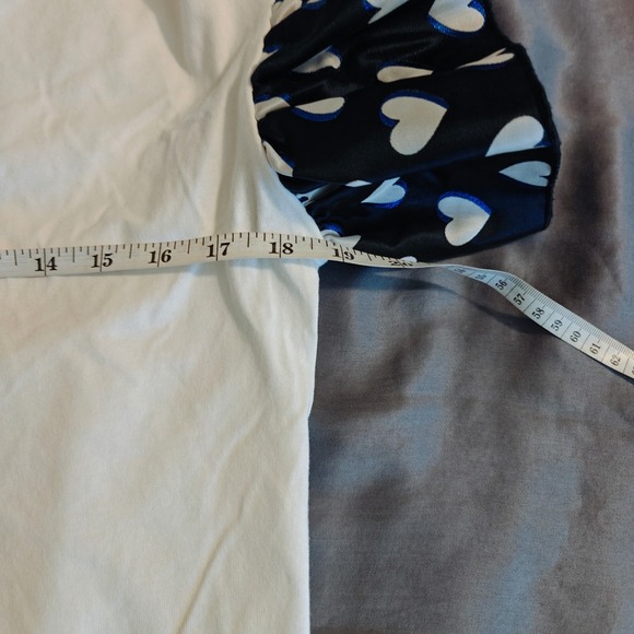 Claudie Pierlot White Boatneck Top Navy Heart Print Ruffle Cap Sleeve Size 1 - Picture 9 of 11